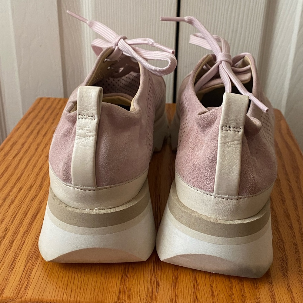 SOFTWAVES Bliss Pink Mauve Perforated Suede Platform Lug Sole Sneakers 38.5 7.5 - Picture 6 of 12
